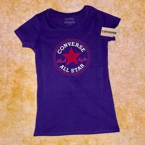 Large 12/14 Purple Converse Pink Glitter Shirt